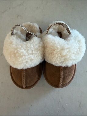 UGG Chestnut Suede Shearling Cuff Slip-Ons